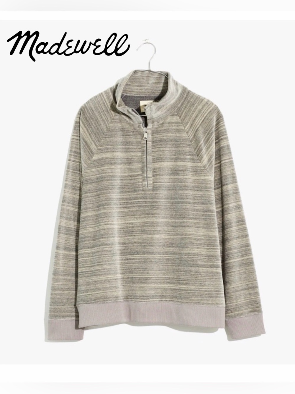 Madewell MWL Velour Space-Dyed Half-Zip Sweatshirt